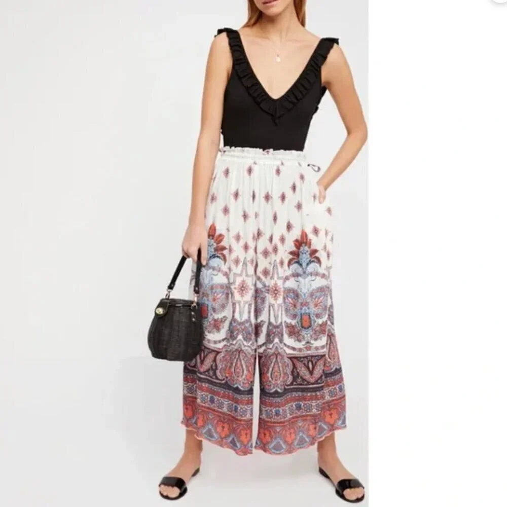 Free People Boho Wide Leg Culotte Pants Small